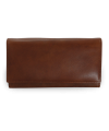 Dark brown women's clutch leather wallet with flap 511-7233-47