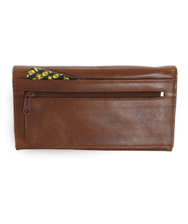 Dark brown women's clutch leather wallet with flap 511-7233-47