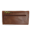Dark brown women's clutch leather wallet with flap 511-7233-47