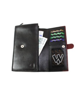 Schwarz-rotes Clutch Portemonnaie mit Schließe 511-8102-60/31