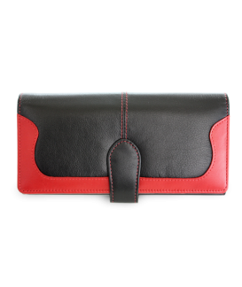 Schwarz-rote Clutch-Brieftasche für Damen mit Schließe 511-8118-60/31