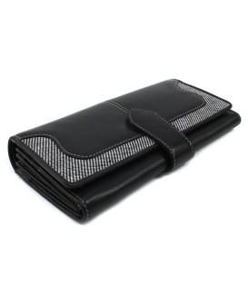 Schwarz-weiße Clutch-Brieftasche für Damen mit Schließe 511-8118B-60/T