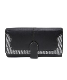 Schwarz-weiße Clutch-Brieftasche für Damen mit Schließe 511-8118B-60/T