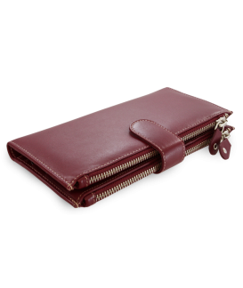 Großes Portemonnaie aus burgunderrotem Leder mit Schließe 511-8129-34