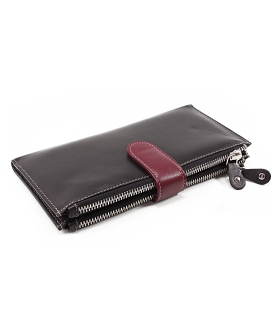 Großes schwarzes Leder Portemonnaie mit Schließe 511-8129-60/34