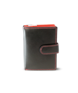 Schwarz-rotes Damen Lederportemonnaie mit Schließe 511-8313-60/31