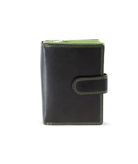 Schwarz-grünes Portemonnaie aus Leder mit einer Prise 511-8313-60/51