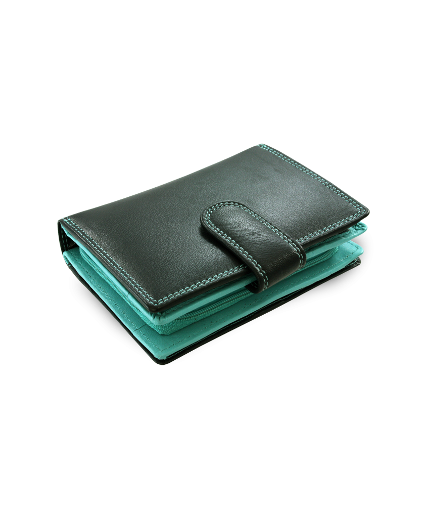 Schwarz-blaues Portemonnaie aus Leder mit einer Prise 511-8313-60/53