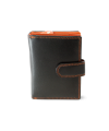 Schwarz-orangefarbenes Portemonnaie aus Leder mit einer Prise 511-8313-60/84