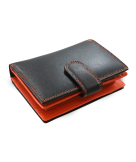 Black-and-orange leather wallet with a pinch 511-8313-60/84