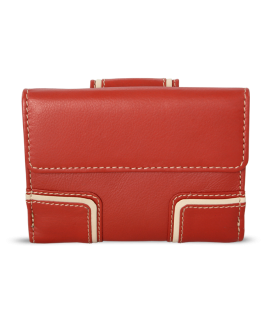 Red women's leather wallet with two flaps 511-9748-31/82
