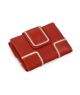 Red women's leather wallet with two flaps 511-9748-31/82