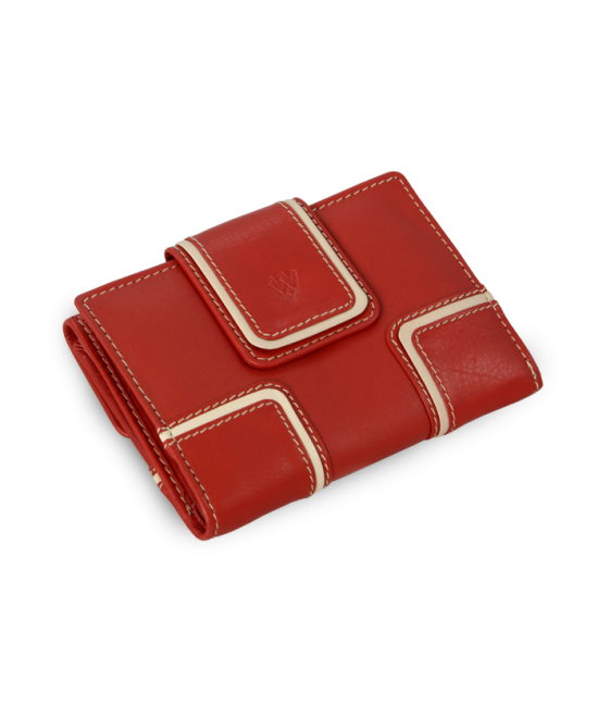 Red women's leather wallet with two flaps 511-9748-31/82