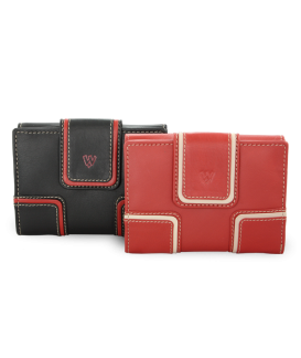 Red women's leather wallet with two flaps 511-9748-31/82