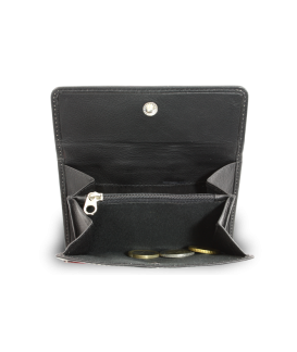 Black women's leather wallet with two flaps 511-9748-60/31