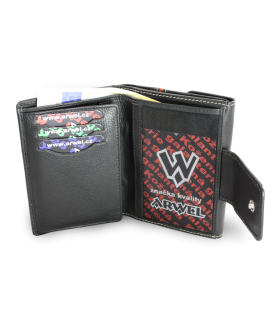 Black women's leather wallet with two flaps 511-9748-60/31