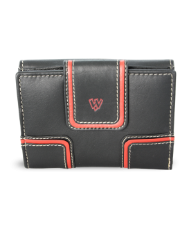 Black women's leather wallet with two flaps 511-9748-60/31