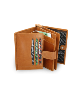 Light brown women's leather wallet with a pinch 511-9769-05