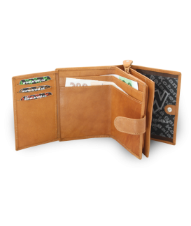 Light brown women's leather wallet with a pinch 511-9769-05