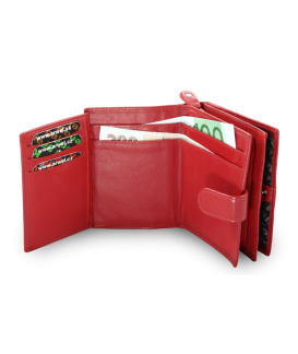 Red women's leather wallet with a pinch 511-9769-31
