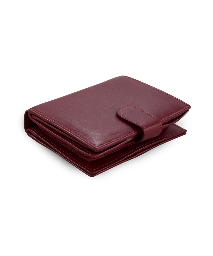 Burgundy ladies leather wallet with pinch 511-9769-34