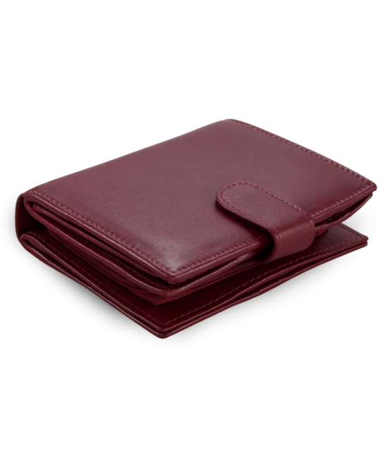 Burgundy ladies leather wallet with pinch 511-9769-34