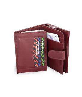 Burgundy ladies leather wallet with pinch 511-9769-34