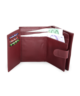 Burgundy ladies leather wallet with pinch 511-9769-34