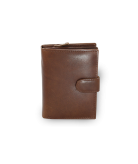 Dark brown women's leather wallet with a pinch 511-9769-47