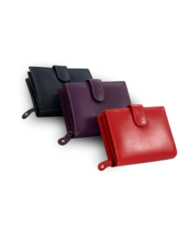 Purple women's leather wallet with a peg 511-9769-76
