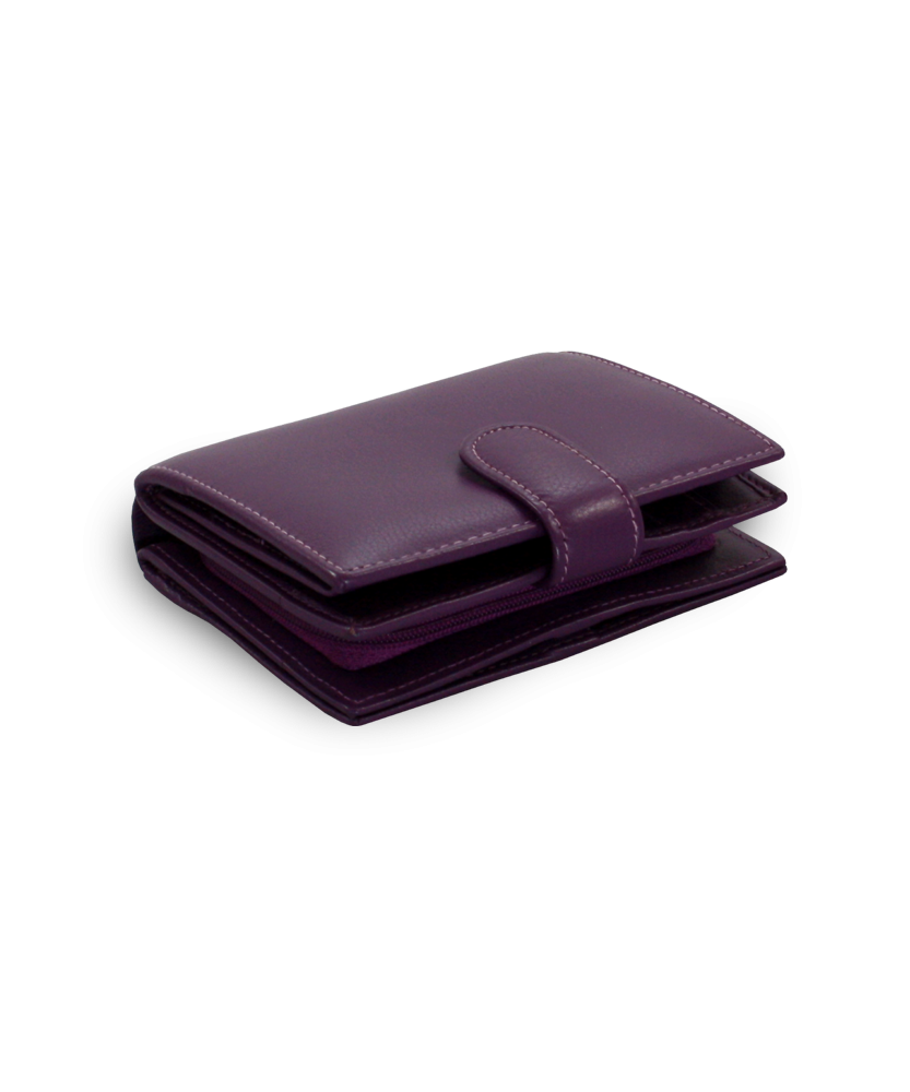 Purple women's leather wallet with a peg 511-9769-76