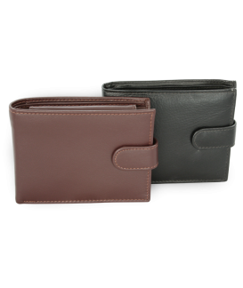 Dark brown men's leather wallet with pin 513-1904-47