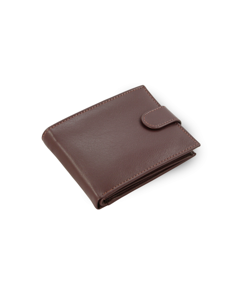 Dark brown men's leather wallet with pin 513-1904-47