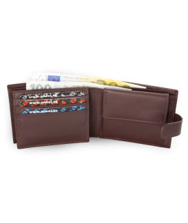 Dark brown men's leather wallet with pin 513-1904-47