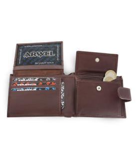 Dark brown men's leather wallet with pin 513-1904-47