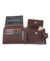 Dark brown men's leather wallet with pin 513-1904-47