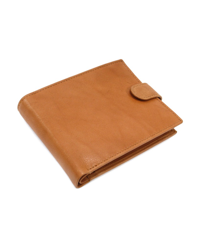 Cognac brown men's leather wallet with a pinch 513-2007-05