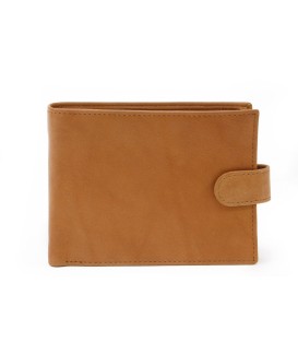 Cognac brown men's leather wallet with a pinch 513-2007-05