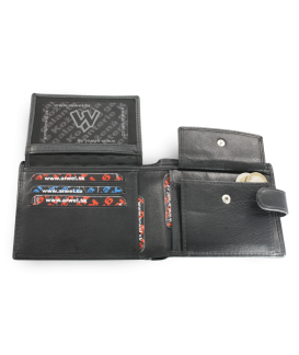 Black men's leather wallet with a pinch 513-2007-60