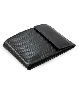 Black men's leather wallet with flap 513-2972-60