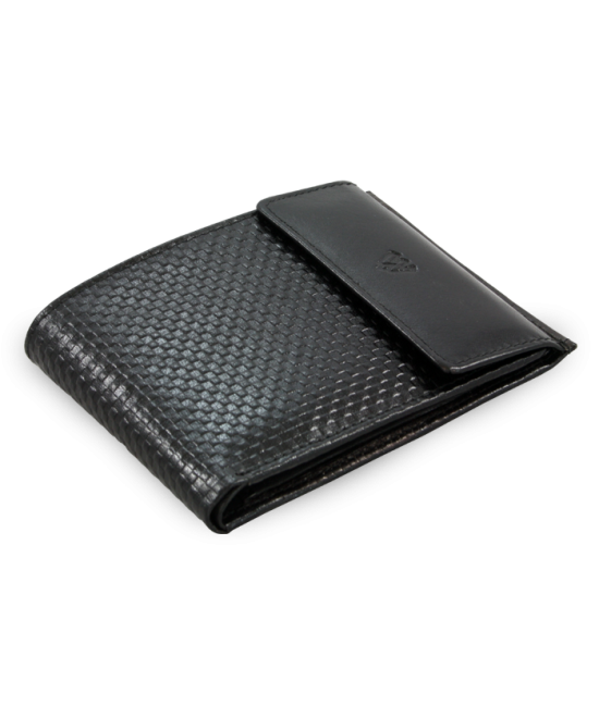 Black men's leather wallet with flap 513-2972-60