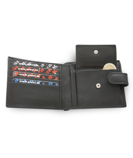 Black men's leather wallet with a pinch 513-3223L-60