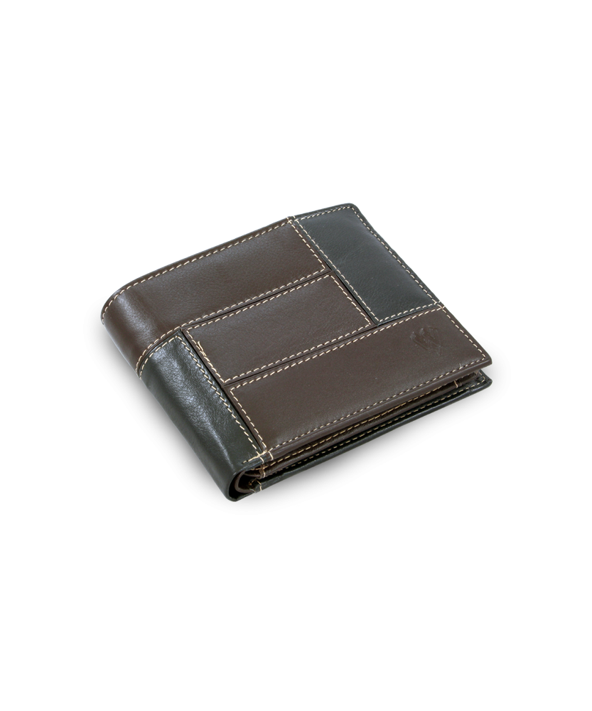 Men's leather wallet in combination of black and brown color 513-4397A-60/47