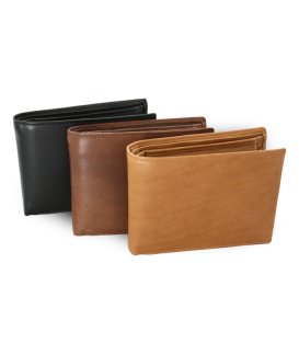 Light brown men's leather wallet with inner fastener 513-4404A-05