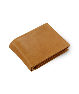 Light brown men's leather wallet with inner fastener 513-4404A-05