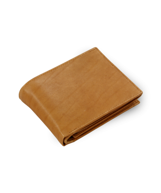 Light brown men's leather wallet with inner fastener 513-4404A-05