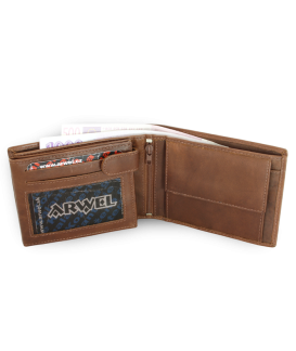 Dark brown men's leather wallet with inner snap 513-4404A-47