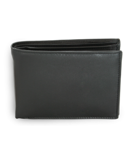 Black men's leather wallet with inner fastener 513-4404A-60