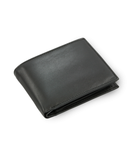 Black men's leather wallet with inner fastener 513-4404A-60