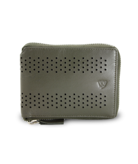 Grey leather zipper wallet 513-4721-20